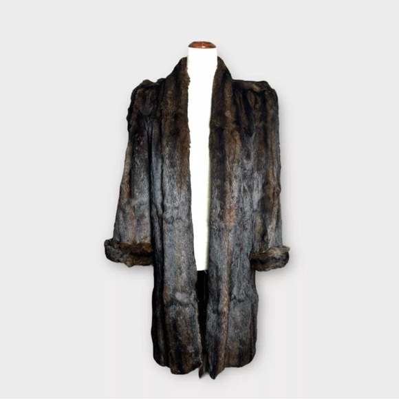 Vintage Fur Women’s Coat Size XS Brown Long Unbranded - Picture 2 of 14